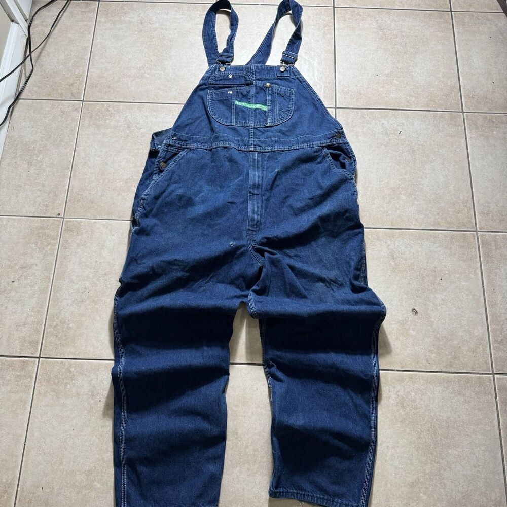 VTG Key Imperial Men's 46x32 Carpenter Denim Bib Overalls USA Work Farm Railroad